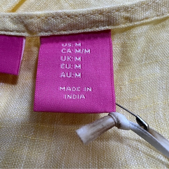 Isaac Mizrahi New York 100% Linen Yellow Sleeveless Cottagecore Top Blou… - Picture 5 of 13